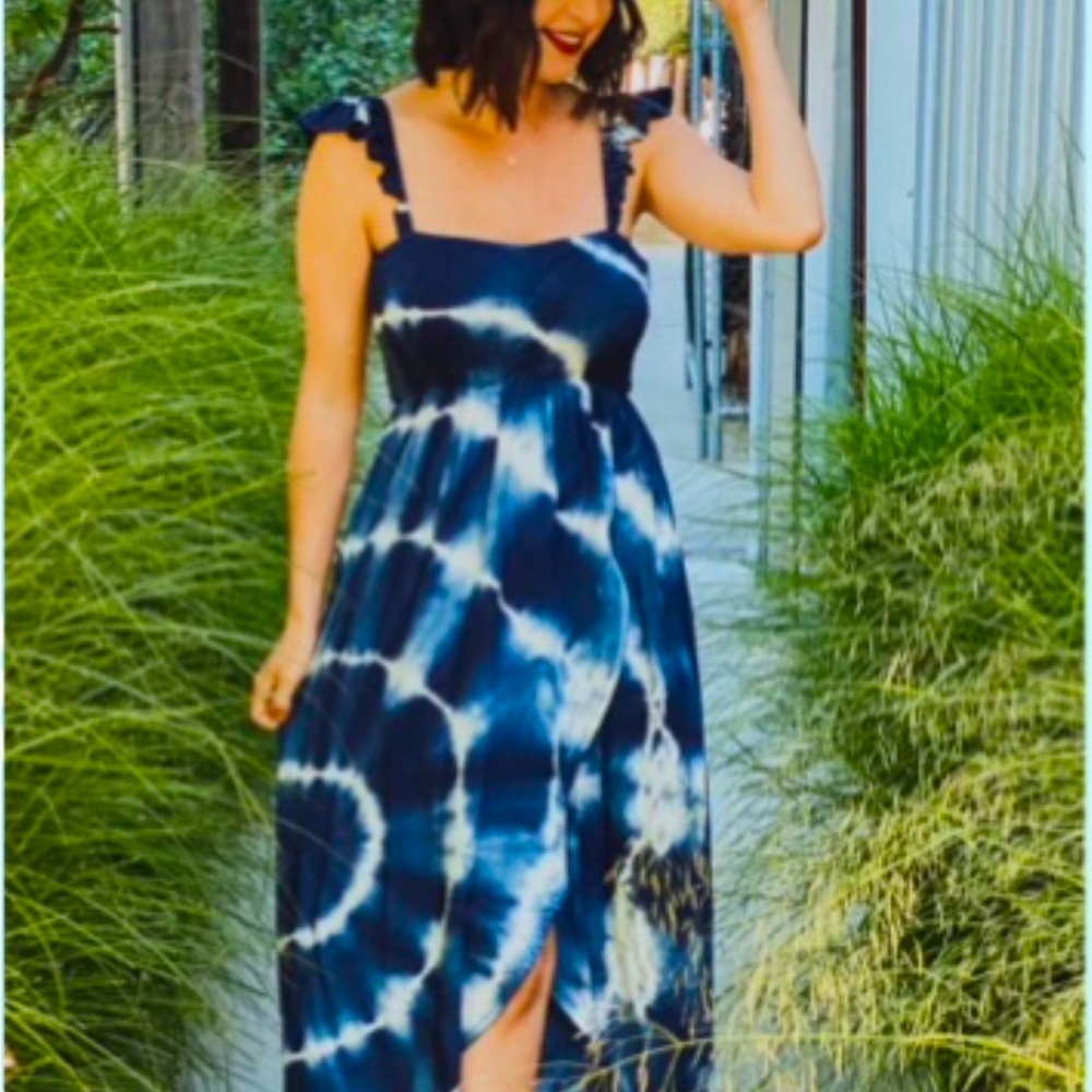CBRAND high low tie dye sundress in XL and sky blue sundress in L.